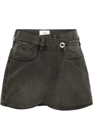 COPERNI Spódnice, Kobieta, Szary, M, Denim, Denimowa Mini Spódniczka z Zakładanym Stylem