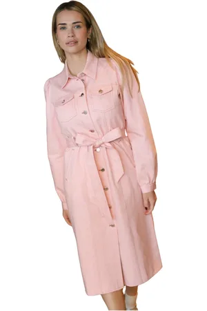 Crās Sukienki, Kobieta, Różowy, M, Len, Selena Dress