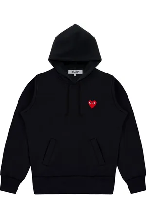 Comme des Garçons Bluzy, Mężczyzna, Czarny, L, Poliester, Bluza z kapturem Red Heart Logo