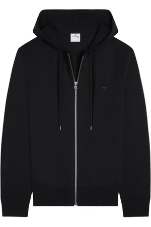 Courrèges Bluzy, Mężczyzna, Czarny, M, Wełna, Rozpinana bluza z kapturem z wełny Merino