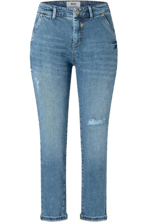 Mac Jeansy, Kobieta, Niebieski, XS, Bawełna, Krótkie dżinsy Slim-fit z ciekawymi detalami