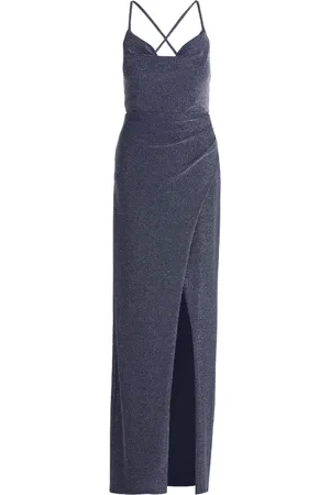 Vera Mont Sukienki, Kobieta, Niebieski, XS, Elegancka Sukienka Maxi z Dekoltem wodospadowym