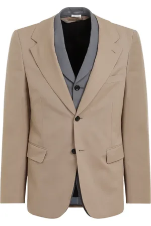 Comme des Garçons Kurtki, Mężczyzna, Beżowy, M, Wełna, Warstwowa kurtka z wełny