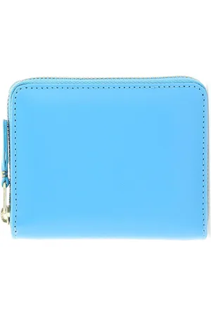 Comme des Garçons Akcesoria, Kobieta, Niebieski, ONE SIZE, Skóra, Skórzany Portfel Etui na Karty z Zamkiem