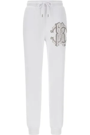 Roberto Cavalli Spodnie, Kobieta, Biały, 2XL, Monogram RC Sportowe Spodnie Białe