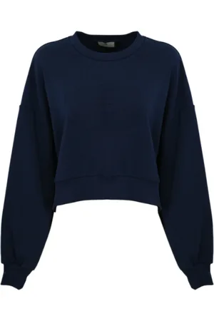 Elisabetta Franchi Bluzy, Kobieta, Niebieski, S, Bawełna, Oversized Logo Sweatshirt
