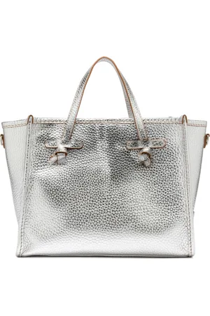 Gianni chiarini Torebki, Kobieta, Szary, ONE SIZE, Srebrna Skórzana Torba Marcella