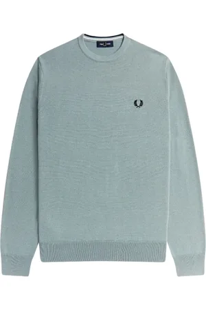 Fred Perry Bluzy, Mężczyzna, Niebieski, M, Bawełna, Klasyczny sweter z okrągłym dekoltem