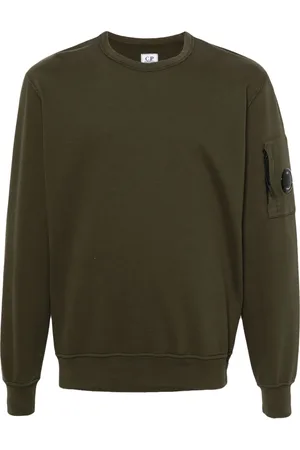 C.P. Company Bluzy, Mężczyzna, Zielony, 2XL, Bawełna, Bluza Crewneck z Kieszenią na Szkło