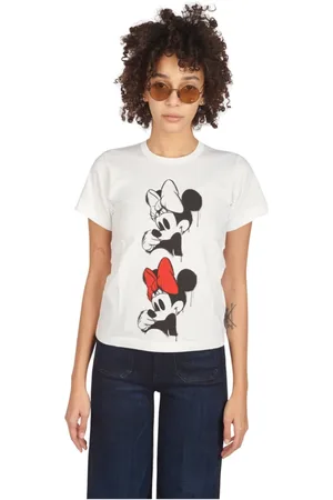 Comme des Garçons Koszulki, Kobieta, Biały, S, Bawełna, Biała koszulka T-Shirt z nadrukiem Myszki Minnie