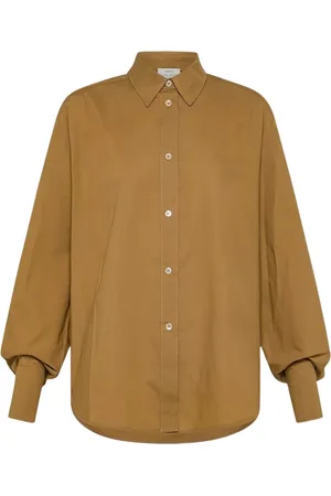 FORTE FORTE Bluzki, Kobieta, brązowy, S, Bawełna, Koszula w kolorze camel o fasonie fusion