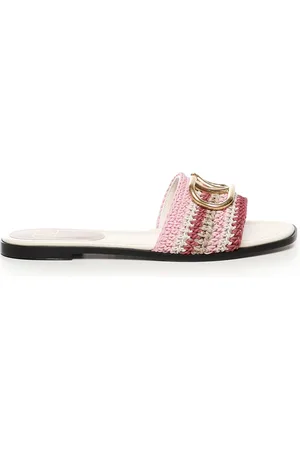 VALENTINO GARAVANI Buty, Kobieta, Wielobarwność, 37 1/2 EU, Len, Metalowe Sandały VLogo Wielokolorowe Włochy