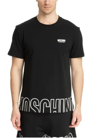 Moschino Koszulki, Mężczyzna, Czarny, M, Męski Undershirt z Wzorem i Logo