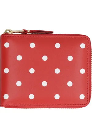 Comme des Garçons Akcesoria, Mężczyzna, Czerwony, ONE SIZE, Skóra, Portfel skórzany w kropki