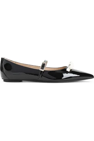 Stuart Weitzman Buty, Kobieta, Czarny, 39 1/2 EU, Skóra, Baletki Mary Jane z Kokardką