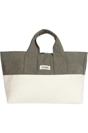 10 days Torebki, Kobieta, Beżowy, ONE SIZE, Bawełna, Elegancka torba shopper z ekoskóry i płótna