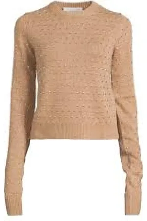 Sportmax Swetry, Kobieta, Beżowy, M, Sweter z dzianiny Casual