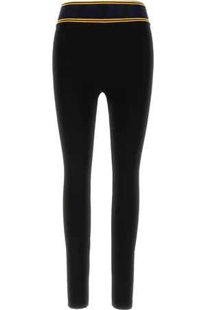Marni Spodnie, Kobieta, Czarny, XS, Poliester, Legginsy z logo na pasie