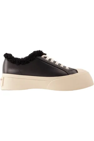 Marni Buty, Kobieta, Czarny, 36 EU, Skóra, Czarne sneakersy ze skóry licowej
