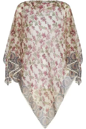 Etro Kurtki, Kobieta, Wielobarwność, ONE SIZE, Poliester, Poncho Berries and Paisley