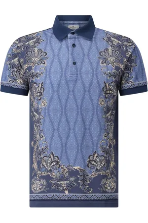 Etro Koszulki, Mężczyzna, Niebieski, 3XL, Bawełna, Koszulka Polo w Kwiatowy Wzór Paisley