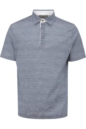 CANALI Koszulki, Mężczyzna, Niebieski, L, Bawełna, Polo Shirt z Krótkim Rękawem w Niebieskie Paski