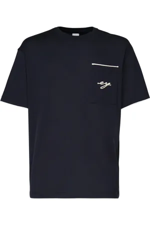 ELEVENTY Koszulki, Mężczyzna, Niebieski, L, Bawełna, Bawełniany T-shirt z haftowaną kieszenią