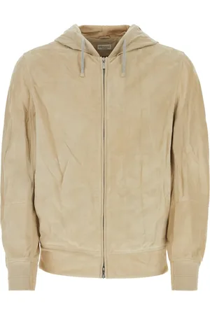Brunello Cucinelli Bluzy, Mężczyzna, Beżowy, L, Bawełna, Bluza rozpinana Giubbino
