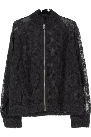 ERMANNO SCERVINO Kurtki, Kobieta, Czarny, S, Bawełna, Koronkowa kurtka bomberka