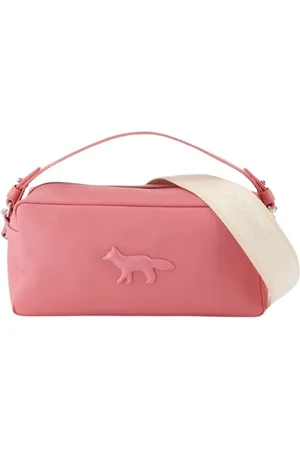 Maison Kitsuné Torebki, Kobieta, Różowy, ONE SIZE, Różowa Skórzana Torba na Ramię Crossbody