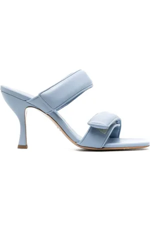 Gia Borghini Buty, Kobieta, Niebieski, 37 EU, Niebieskie Skórzane Mules Niskie Obcasy