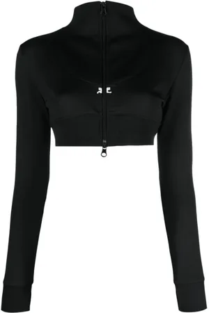 Courrèges Bluzy, Kobieta, Czarny, S, Poliester, Kurtka Dresowa Maxi Rib