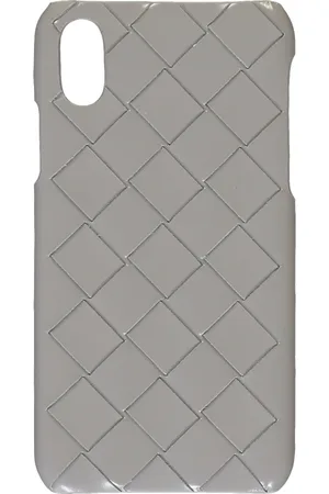 Bottega Veneta Akcesoria, Mężczyzna, Szary, ONE SIZE, Skóra, Skórzane etui na i Phone z plecionym wzorem