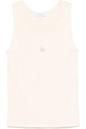 Maison Kitsuné Koszulki, Kobieta, Beżowy, M, Bawełna, Top bez rękawów z dekoltem typu scoop
