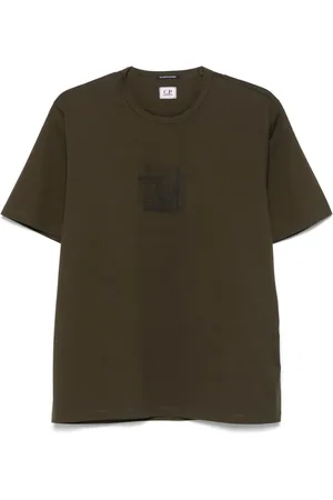 C.P. Company Koszulki, Mężczyzna, Zielony, M, Len, Bawełniany T-shirt w kolorze oliwkowej zieleni