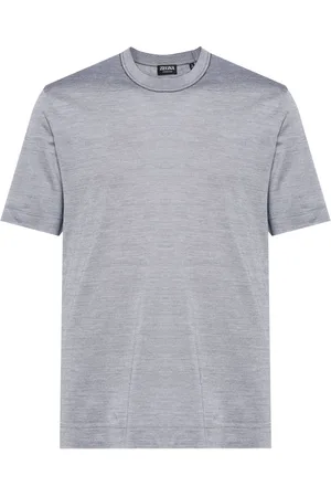 Ermenegildo Zegna Koszulki, Mężczyzna, Szary, L, Bawełna, T-shirt z bawełny i jedwabiu