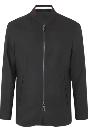 Emporio Armani Kurtki, Mężczyzna, Czarny, M, Wełna, Dwustronna marynarka zapinana na zamek z mieszanki wełny