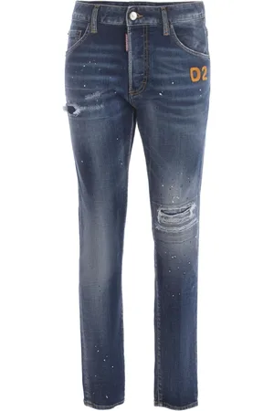 Dsquared2 Jeansy, Kobieta, Niebieski, S, Bawełna, Jeansyy z efektem postarzenia i haftowanym logo