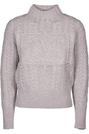Max Mara Swetry, Kobieta, Szary, XS, Kaszmir, Pleciony top z wełny i kaszmiru