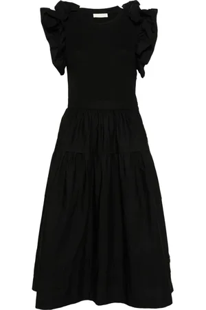 ULLA JOHNSON Sukienki, Kobieta, Czarny, XS, Czarna Sukienka Midi - Styl Casual