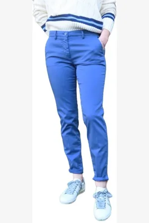 Masons Spodnie, Kobieta, Niebieski, L, Bawełna, Spodnie Chino Slim-fit