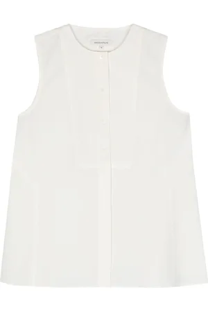Maison Kitsuné Koszulki, Kobieta, Biały, S, Bawełna, Elegancka Bluzka z Karczkiem