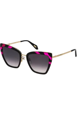 Roberto Cavalli Akcesoria, Kobieta, Czarny, ONE SIZE, Czarne Okulary Motyle z Dodatkiem Animalier