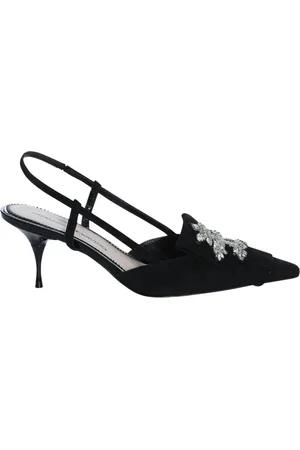 ERMANNO SCERVINO Buty, Kobieta, Czarny, 36 EU, Zamsz, Sandały Slingback z zamszu z dżetami