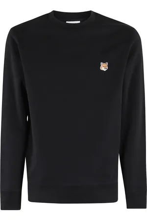 Maison Kitsuné Bluzy, Mężczyzna, Czarny, S, Bawełna, Bluza z naszywką głowy lisa Fox Head