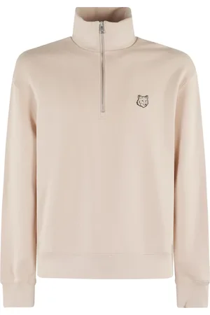 Maison Kitsuné Bluzy, Mężczyzna, Beżowy, L, Nude Half Zip Sweatshirt