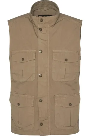 Barbour Kurtki, Mężczyzna, Beżowy, 2XL, Beżowy Kamizelka Bawełniana z Guzikami i Zamkiem