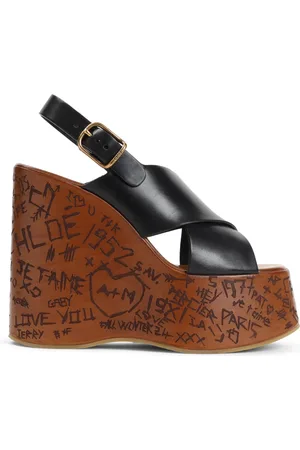 Chloé Buty, Kobieta, Czarny, 40 EU, Skóra, Sandały na koturnie Maxime