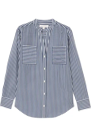 Brooks Brothers Bluzki, Kobieta, Niebieski, M, Bawełna, Bluzka z bawełny i jedwabiu z podwójnymi naszywanymi kieszeniami