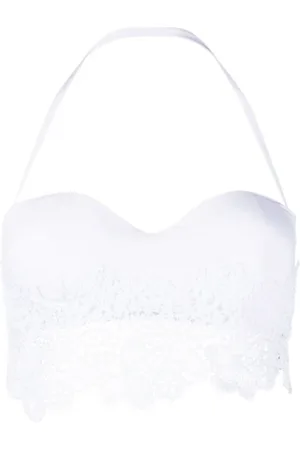 ERMANNO SCERVINO Bielizna, Kobieta, Biały, M, Poliester, Biały koronkowy top bandeau od bikini